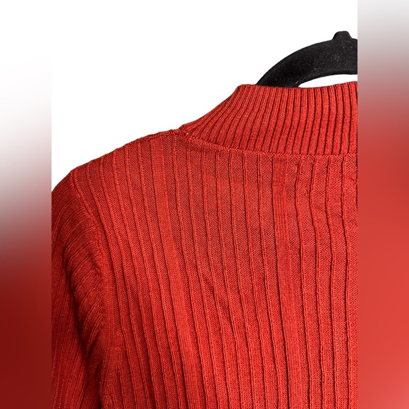 MNG Orange Ribbed High Neck Long Sleeve Sweater Size Small - Picture 7 of 7